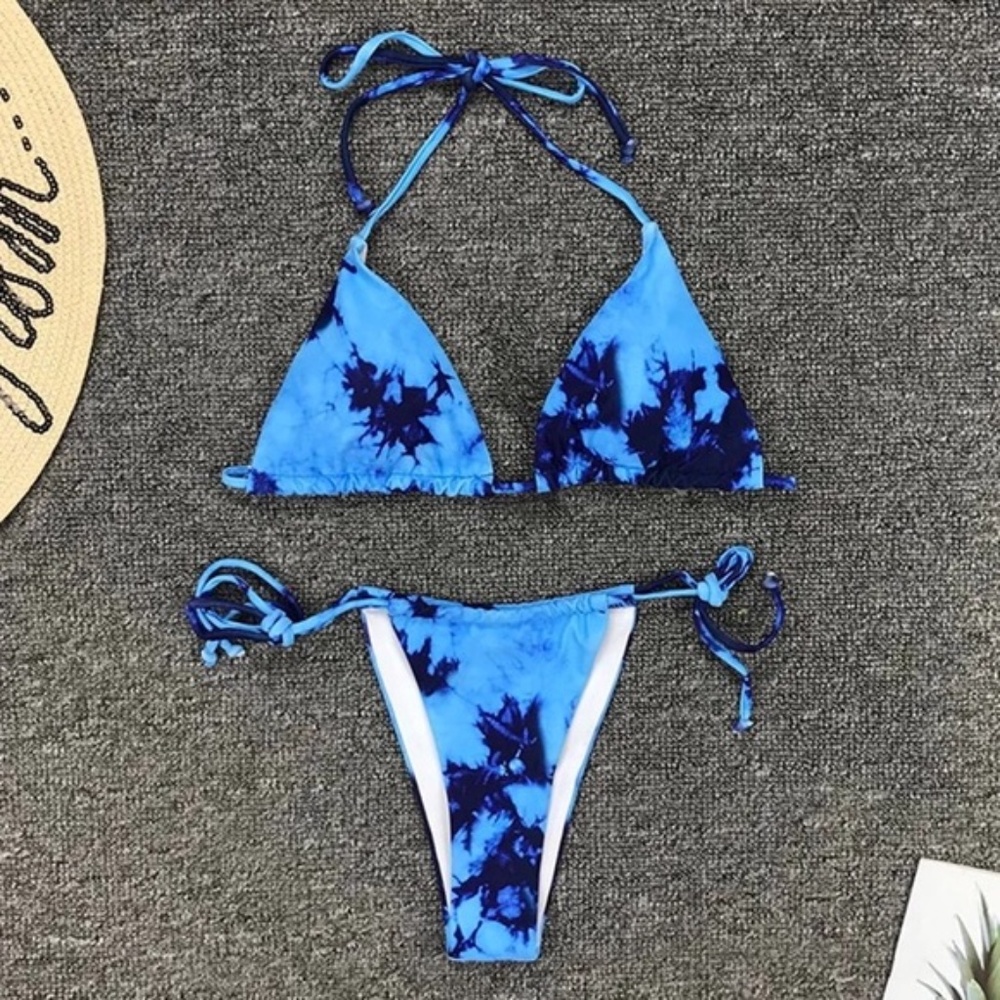 Blue Tie Dye Triangle Bikini - Picture 5 of 8